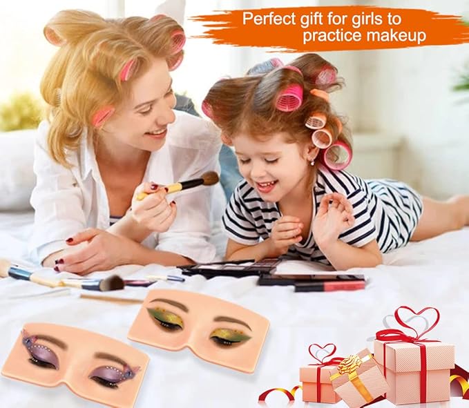 Makeup Practice Face Board, 3D Reusable Makeup Mannequin Face Eyeshadow Mannequin, Make up Practice Face with Makeup Kit for Professional Makeup Artists Students and Beginners to Practice Eyes Makeup-Velvo Beauty