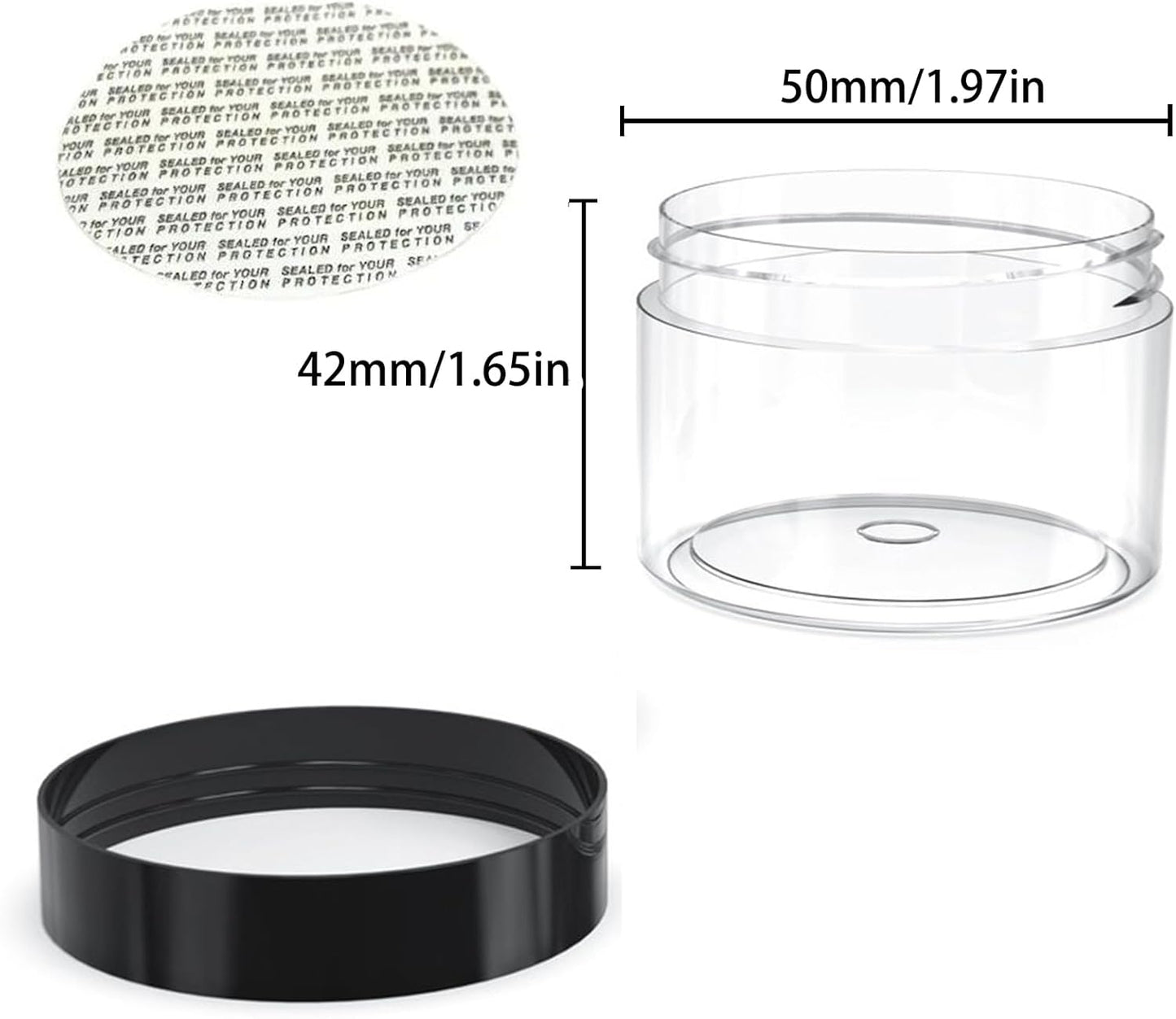 50 Pieces 2oz Plastic Jars with Lids Clear Round Cosmetic Container Empty Storage Jars for Makeup,Jewelry,Samples,Travel Storage-Velvo Beauty