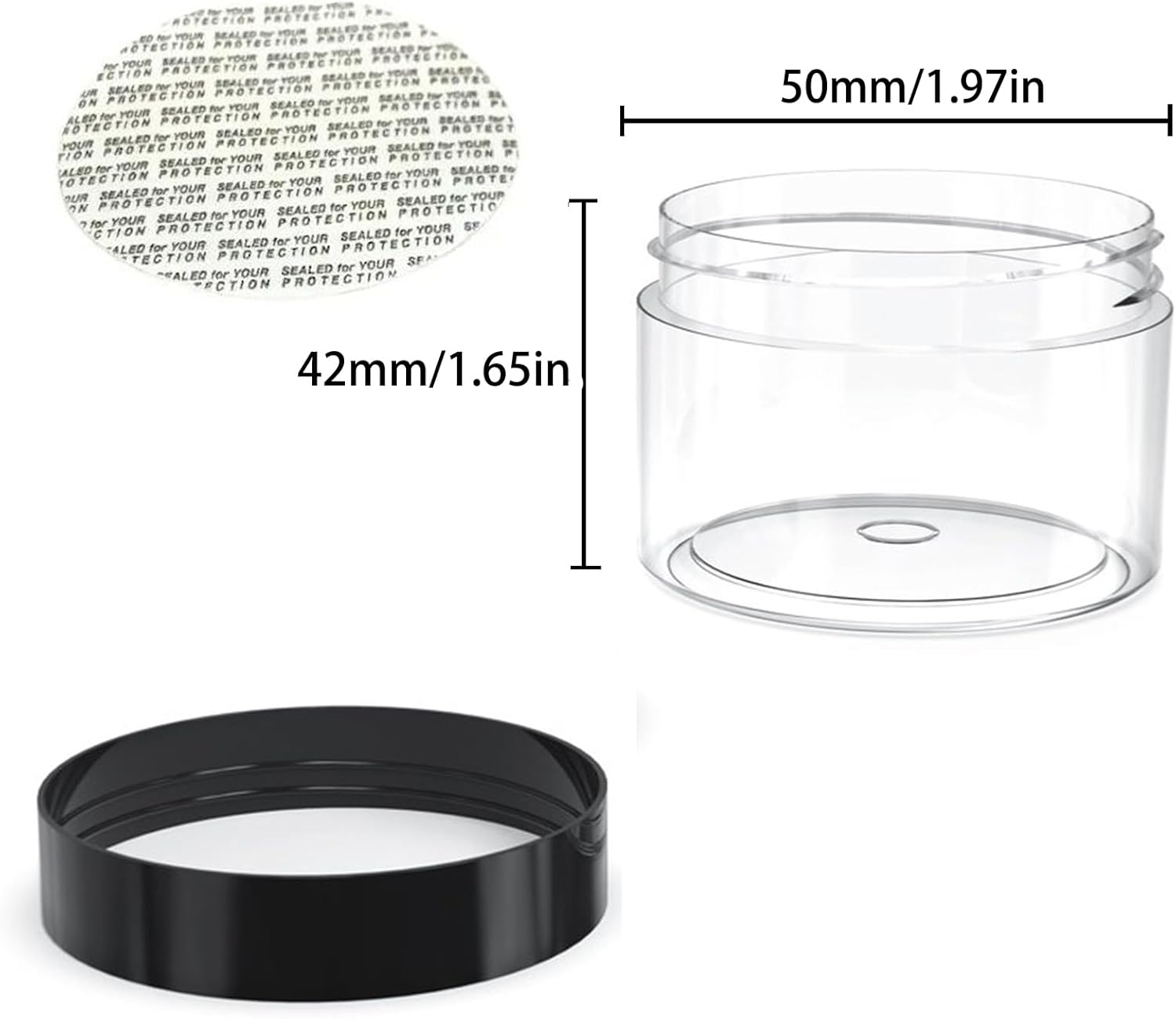 50 Pieces 2oz Plastic Jars with Lids Clear Round Cosmetic Container Empty Storage Jars for Makeup,Jewelry,Samples,Travel Storage-Velvo Beauty