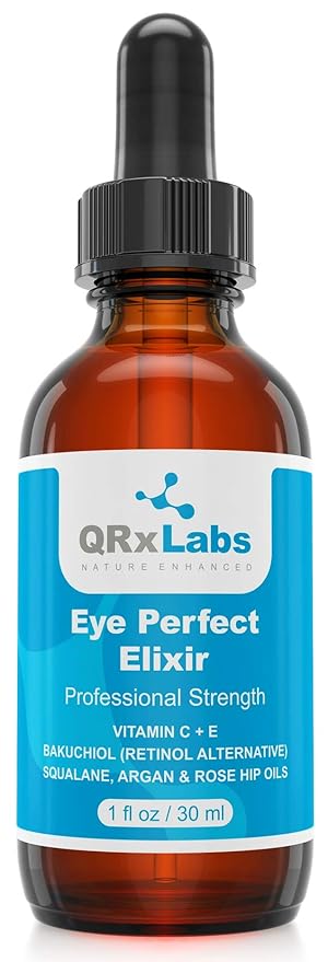 Eye Perfect Elixir - With Bakuchiol (Retinol Alternative), Pure Argan and Rosehip Oils, Squalane, Vitamin C & E - Best Anti-Aging Treatment Serum for Bags, Puffiness, Wrinkles, Crow Feet-Velvo Beauty