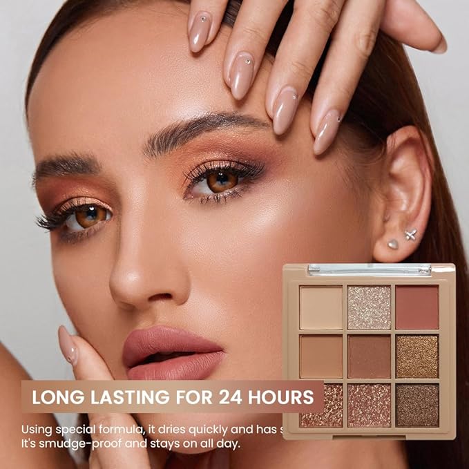 Eyeshadow Palette Makeup- 9 Colors Naked Pink Eyeshadow Palette Matte Shimmer Korean Natural Eye Shadow palettes Highly Pigmented Naturing-Looking Long Lasting (10#)-Velvo Beauty