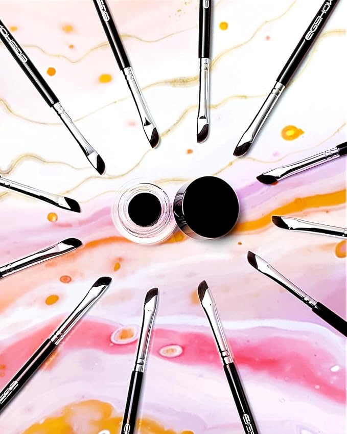EIGSHOW Eyeliner Brush Gel Eyeliner Makeup Brush for Precise Eye Liner Eyebrow Eyelid Ultra Thin with Curved Bristle (E865 2Pieces)-Velvo Beauty