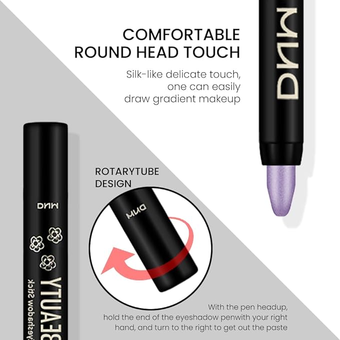 evpct Light Purple Shimmer Cream Eye Shadow Brightener Sticks Set for Eyes, Light Purple Shimmery Matte Pencil Eye shadow Applicator Stick Pen Palette Makeup Waterproof sombras en crema para ojos 08#-Velvo Beauty