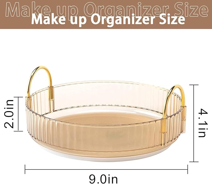 Rotating Makeup Organizer for Vanity, High-Capacity Skincare Clear Make Up Storage Perfume Organizers Cosmetic Dresser Organizer Countertop 360 Spinning (Gold, 1 Tier)-Velvo Beauty