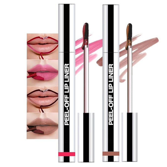 2 Pcs Matte Liquid Lip Stain Peel Off Lip Liner, Long Lasting Lip Tattoo, Waterproof & Transfer-Proof Lip Liner Peel Off Lip Gloss for All Skin Types.#00+#02-Velvo Beauty
