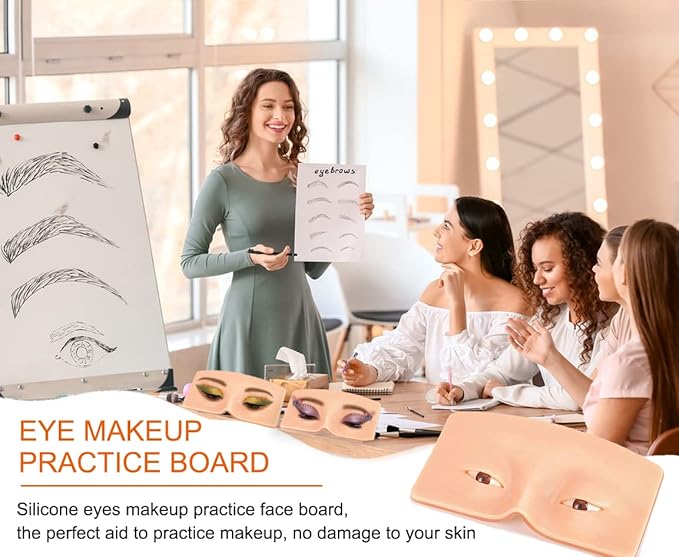 Makeup Practice Face Board, 3D Reusable Makeup Mannequin Face Eyeshadow Mannequin, Make up Practice Face with Makeup Kit for Professional Makeup Artists Students and Beginners to Practice Eyes Makeup-Velvo Beauty