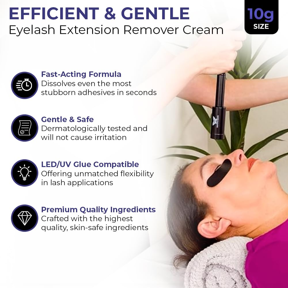 Eyelash Extension Remover Cream - Lash Remover for Lash Extensions Has Fast Acting and Gentle Formula for Easy Lash Removal - Works on UV Eyelash Extension Glue - by Existing Beauty Lashes - 10g-Velvo Beauty