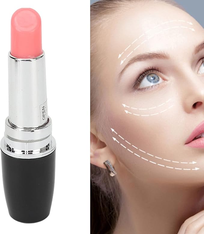 Small Lipstick Massager, Portable Lipstick Shape Vibration Face Massage Wand for Facial Eye - Relieving Dark Circles and Eye Bags, Used with AAA Battery (Not Included)-Velvo Beauty