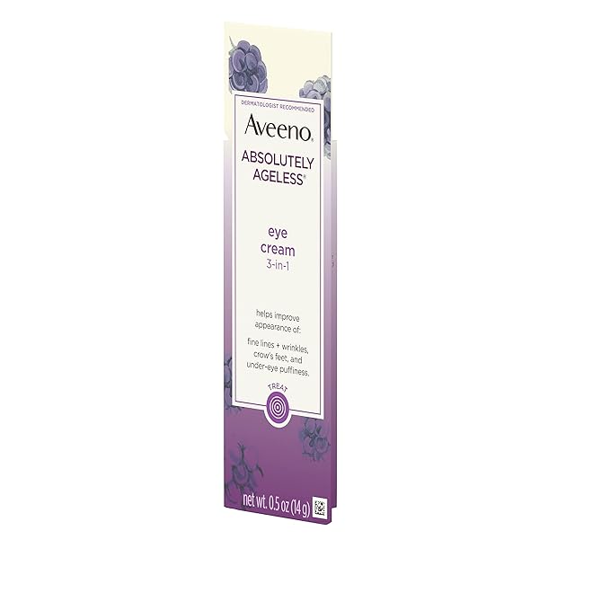 Aveeno Absolutely Ageless 3-in-1 Anti-Wrinkle Eye Cream for Fine Lines & Wrinkles, Crows Feet, & Under-Eye Puffiness, Antioxidant Blackberry Complex, Hypoallergenic, Non-Greasy, 0.5 oz-Velvo Beauty
