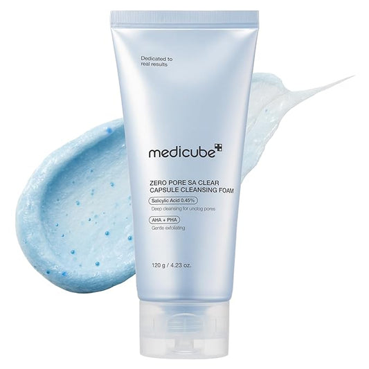 medicube Zero Pore Clear Blue Capsule Facial Deep Cleanser for Skin Texture, Blackhead & Pore Care | AHA, BHA & PHA for Double Cleansing, Daily Gentle Face Wash, Korean Skincare | 120g / 4.23 oz-Velvo Beauty