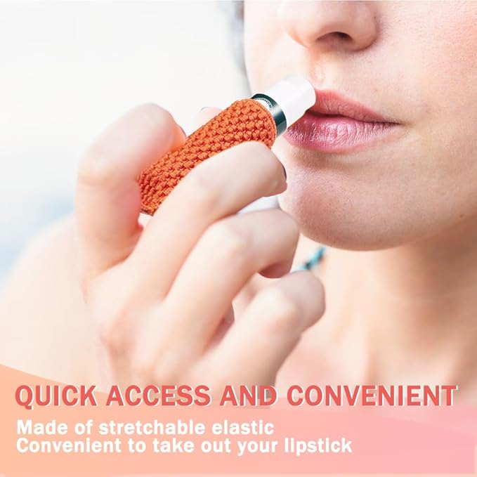 WKieason Lip Balm Sleeves Holder Keychain 5pcs Clip on Chapstick Keychain Holder Pouch Tight-Knit Elastic Lipstick Key Chain Holder-Velvo Beauty