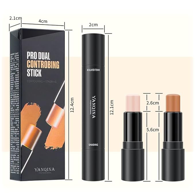 MEICOLY Cream Contour Stick Trio,Bronzer Highlighter Stick,2 in 1 Double Head Facial Repair Concealer Stick,3D Body Makeup Shading Trimming Stick,Smooth Gliding Face Illuminator Makeup,6 Colors-Velvo Beauty