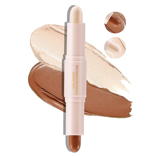 Boobeen Highlight and Contour Stick Dual-ended Contouring Cream Makeup Pencil Kit, Long Lasting & Waterproof Face Bronzer and Highlighter Makeup Stick Shadow Pen, Pack of 1-Velvo Beauty