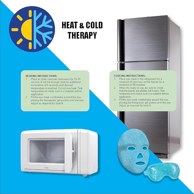 Gel Beads Face & Eye Masks Kit .Hot/Cold Mask. Eye and Face Therapy with Soft Back Reusable(Eye & Face Mask Blue)-Velvo Beauty