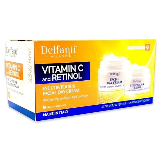 VITAMIN C & RETINOL DUO PACK Full Size Facial Day Cream and Eye Contour Cream • Brightening and Dark Spot Corrector-Velvo Beauty