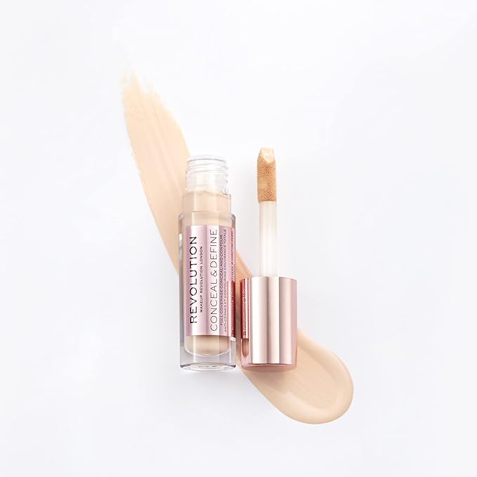 Makeup Revolution Conceal and Define Concealer, Full Coverage & Matte Finish, C2.5 for Fair/Light Skin Tones, Vegan & Cruelty-Free, 0.7 Fl Oz-Velvo Beauty