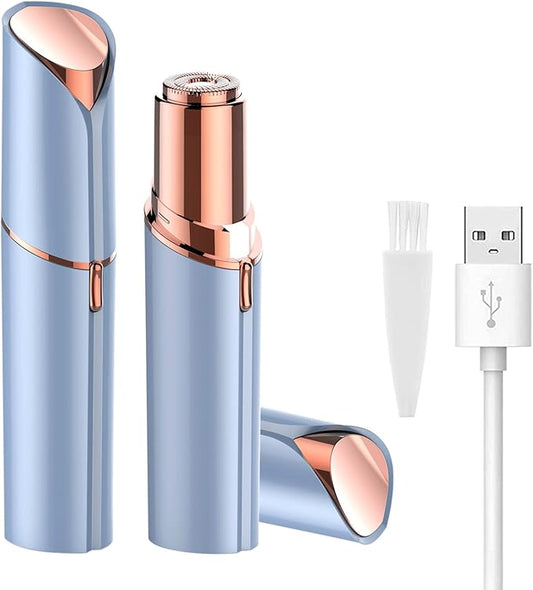 Facial Hair Remover, Removal Shaver for Women, Rosarden USB Rechargeable IPX6 Waterproof Eyebrow Face Razor Trimmer for Lips, Body, Arms, Mustaches, Fuzz and Chin (Blue)-Velvo Beauty