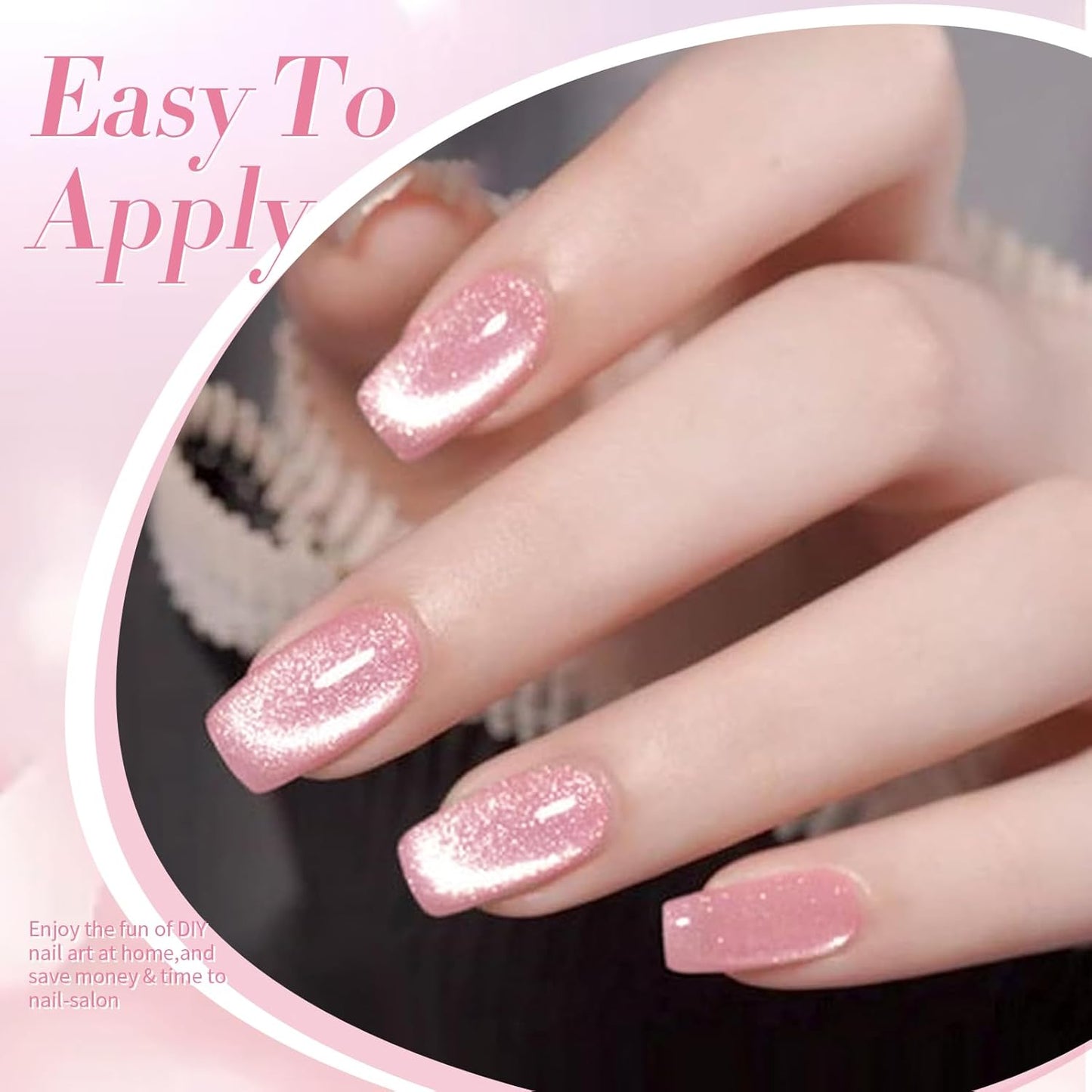 BORN PRETTY Cat Magnetic Eye Gel Nail Polish,Pink Myrtle Glitter Cat Magnetic Gel Nail Polish, Holographic Magnetic Nail Polish for Nail Art Manicure Salon DIY at Home 15ML-Velvo Beauty