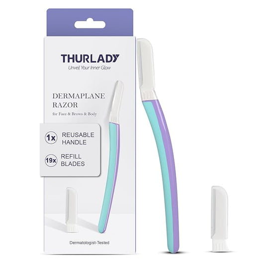 Face Razors for Women, Reusable Handle with 19 Microblades, Dermaplane Razor for Women Face, Eyebrow & Facial Razors, Peach Fuzz Remover, Gentle Exfoliating, for Sensitive Skin (Wisteria)-Velvo Beauty