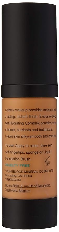 Youngblood Clean Luxury Cosmetics Liquid Mineral Foundation, Tahitian Sun | Dewy Mineral Lightweight Full Coverage Makeup for Dry Skin Poreless Flawless Tinted Glow | Vegan, Cruelty Free, Gluten-Free-Velvo Beauty