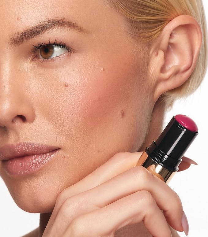 MAKE Beauty Heat Stroke Cream Blush Stick for Cheeks with Natural Hydrating Dewy Finish. Creamy Gel Blush Balm - Shade Stimulated, Hot Pink Cheek Tint-Velvo Beauty