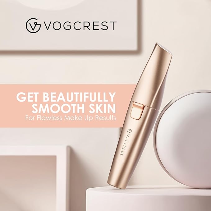 Eyebrow & Facial Trimmer: 2 in1 Rechargeable Facial Hair Removal & Eyebrow Shaver - Body Razor with Built-in LED Light (Rose Gold)-Velvo Beauty
