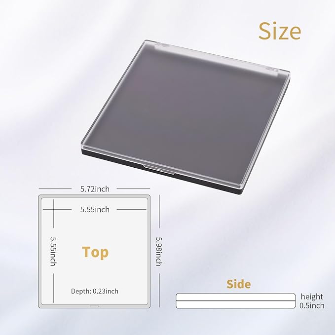 AJLTPA Magnetic Makeup Palette with Frosted Clear Top, 3Pack Empty Eyeshadow Dispensing Storage Box with 60Pcs Adhesive Metal Stickers for DIY Cosmetics Powder-5.72”X5.98”Palette-Velvo Beauty