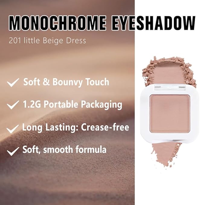 Buildable Matte Eyeshadow Makeup Palette Single - Nude Pink Shades | Creamy Pressed Powder for Easy Blending | Mini Travel Palette for Women | Everyday Natural Eye Makeup-Velvo Beauty