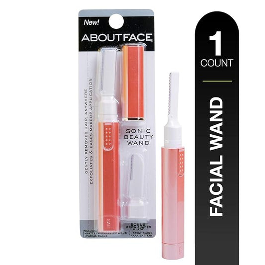 About Face Sonic Beauty Wand - Electric Facial Hair Remover and Bonus Eyebrow Shaper, Ideal for Shaving, Exfoliating and Brow Shaping, Epilator for Men & Women-Velvo Beauty