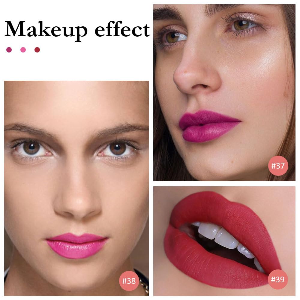evpct 3Pcs Rose red plum Warm pink Deep cranberry Matte Liquid Lipstick Set for Women 24-hour Matte Lipstick Lip Stain Gloss Long Lasting 24 Smudge Waterproof labiales mate larga duracion 24-Velvo Beauty