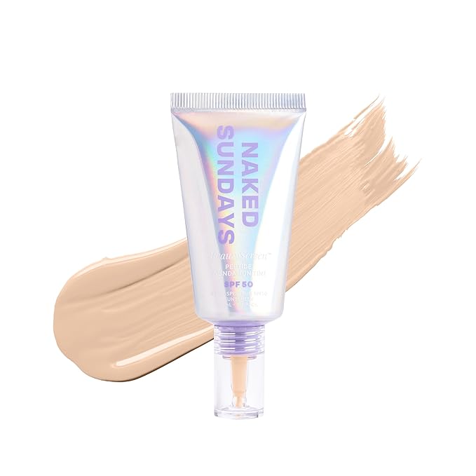 Naked Sundays BeautyScreen™ SPF 50 Mineral Peptide Foundation Tint – 2-in-1 Skin Tint & Mineral Sunscreen | Radiant, Buildable Coverage, Acne-Safe, Infused with Peptides (2 Fair Sand, 1.01 oz)-Velvo Beauty