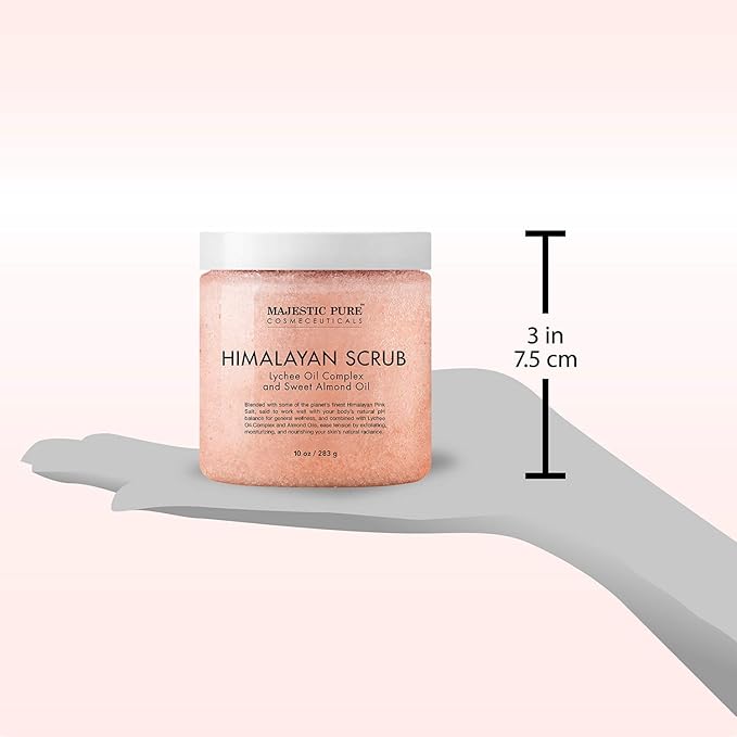 Majestic Pure Himalayan Salt Body Scrub with Lychee Oil, Exfoliating Salt Scrub to Exfoliate & Moisturize Skin, Deep Cleansing - 10 oz (Pack of 2)-Velvo Beauty