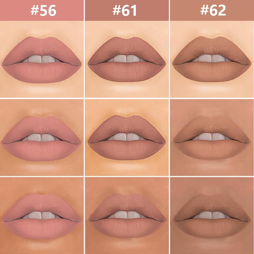 evpct 3Pcs Pale Neutral True Nude Matte Lip Liner & Liquid Lipstick Stain Makeup Set for Women, Lip Liner Stain Long Lasting Waterproof Smudge Proof, Cruelty Free Lip Makeup 24 hours originales labios-Velvo Beauty