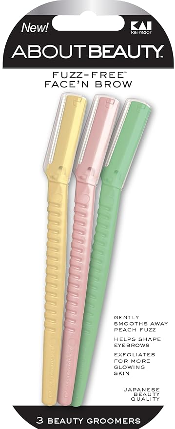 Face N Brow - 3 Beauty Groomers for Hair Removal, Ideal for Shaving, Exfoliating, Dermaplaning and Brow Shaping, Japanese Steel Gently Removes Facial Hair-Velvo Beauty