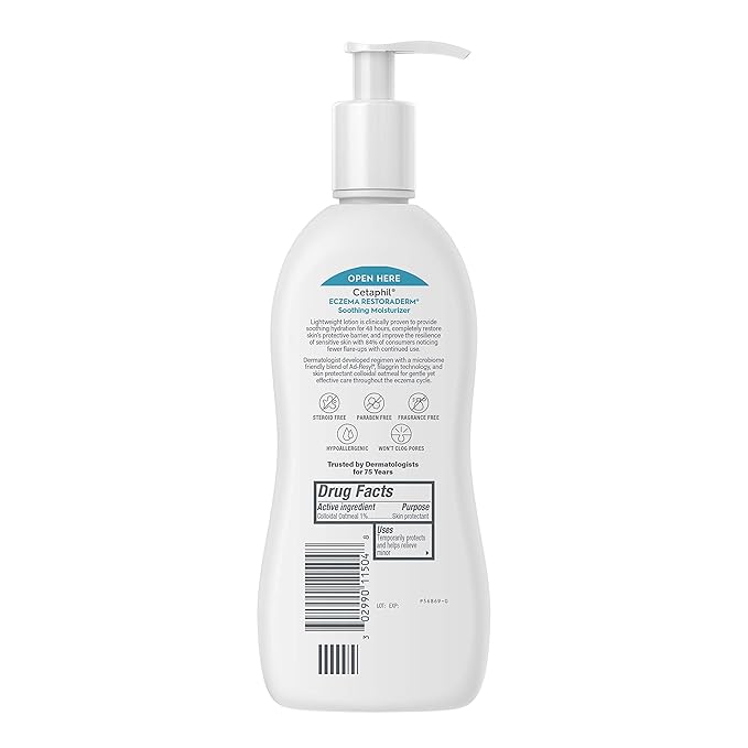CETAPHIL RESTORADERM Soothing Moisturizer, For Eczema Prone Skin, 10 fl oz, For Dry, Itchy, Irritated Skin, 24Hr Hydration, No Added Fragrance, Doctor Recommended Sensitive Skincare Brand-Velvo Beauty