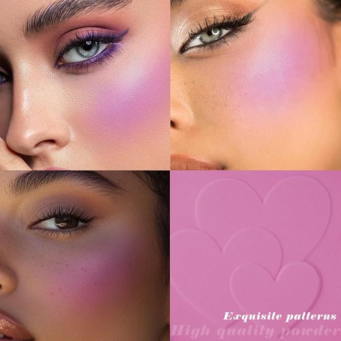 Single Purple Matte Blush for Cheeks Face Blushes Makeup Palette, Rose Bean Monochrome Cream Blushes Palette Makeup for Older Women, Natural Pigmented Paleta de Púrpura monocromática 01-Velvo Beauty