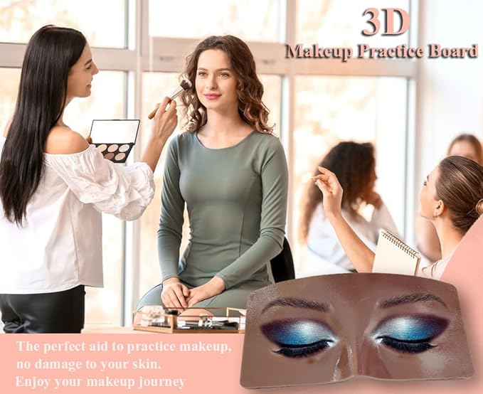 Makeup Practice Face Board, 3D Realistic Practice Makeup Face Set, Makeup Mannequin Face with Makeup Kit for Professional Makeup Artists Students and Beginners to Practice Eyes Eyeshadow Makeup-Velvo Beauty