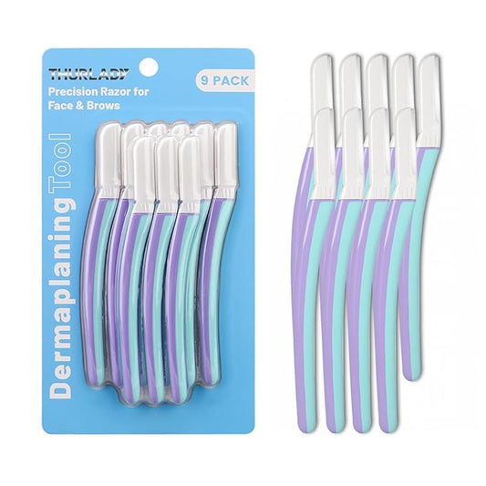 Face Razors for Women, Dermaplane Razor for Women Face, Eyebrow Razor, Dermaplaning Tool, Skin Safe Microblades, Peach Fuzz Remover (9ct, Wisteria)-Velvo Beauty