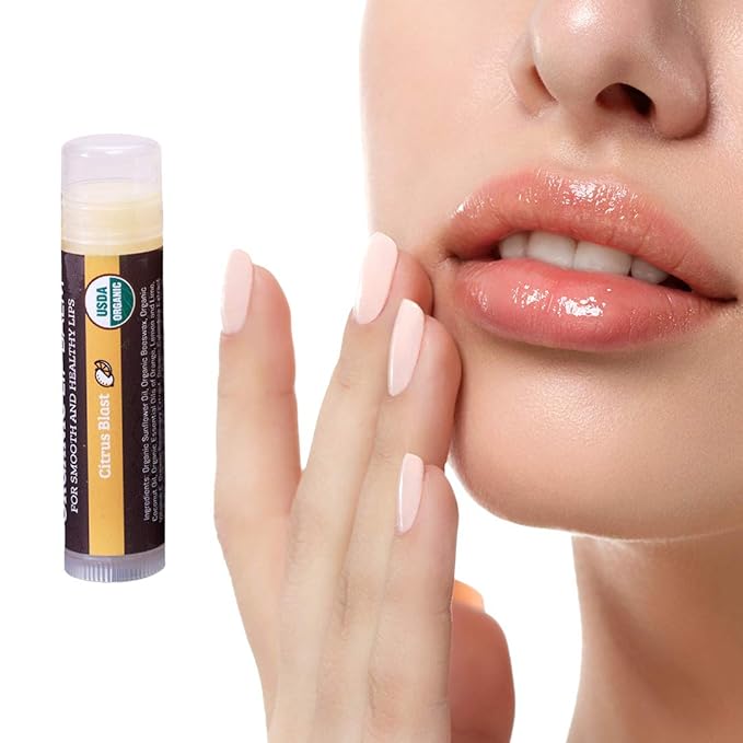 USDA Organic Lip Balm 4-Pack by Earth's Daughter - Citrus Flavor, Beeswax, Coconut Oil, Vitamin E - Best Lip Repair Chapstick for Dry Cracked Lips.-Velvo Beauty