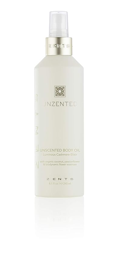 Zents Luminous Cashmere Body Oil (Fragrance-Free) | Moisturizing Body Oil with Vitamin E & Organic Coconut Oil | Softens & Smooths Skin | 8 fl oz-Velvo Beauty