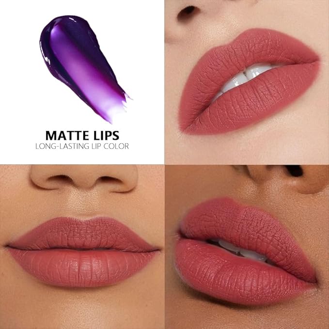 evpct Brownsih Red Peel Off Lip Stain Tints, Liquid Lipstick Lip Stain Long Lasting Waterproof for Women, Non-stick Cup Lipstick Peel Off Highly Pigmented Not Faded Smudge-proof Easy to Apply, 05-Velvo Beauty