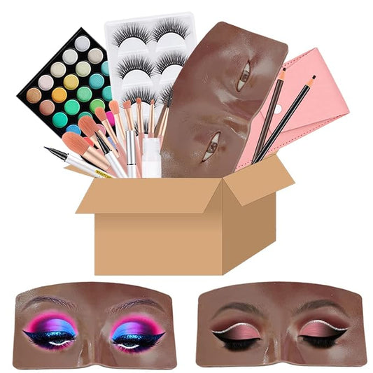 Makeup Practice Face Board, 3D Realistic Practice Makeup Face Set, Makeup Mannequin Face with Makeup Kit for Professional Makeup Artists Students and Beginners to Practice Eyes Eyeshadow Makeup-Velvo Beauty