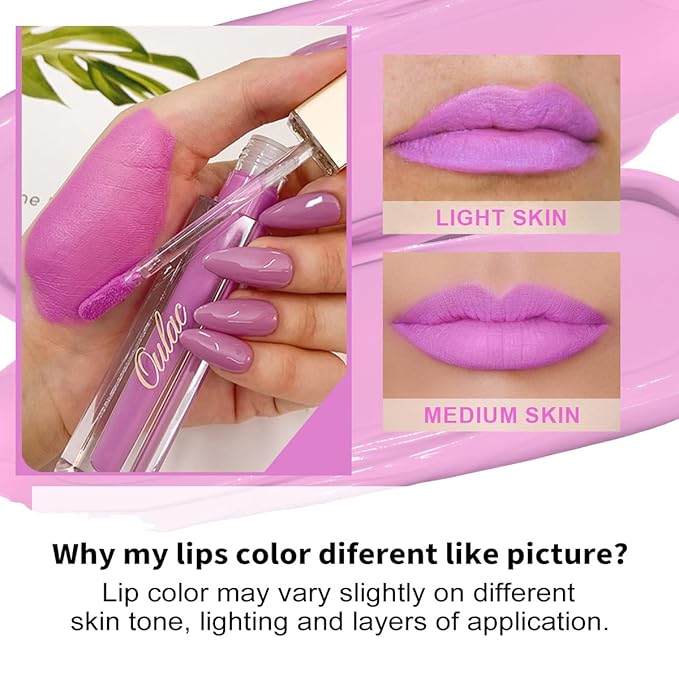 Oulac Pink Matte Lipstick Set for Women,Purple, Orange Lip Stain Long Lasting Waterproof, No Transfer, Creamy High Pigmented Formula with Rose Oil, Vegan & Cruelty-Free (M06+M07+M14)-Velvo Beauty