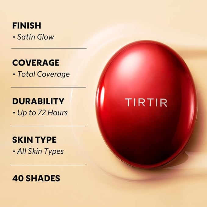 TIRTIR Mask Fit Red Cushion Foundation | Full coverage, Weightless, Skin fit, Satin Glow Finish, Korean Makeup BB Foundation, beauty, Tattoo cover up, Buildable (#31N French Beige, 0.63 Fl Oz)-Velvo Beauty