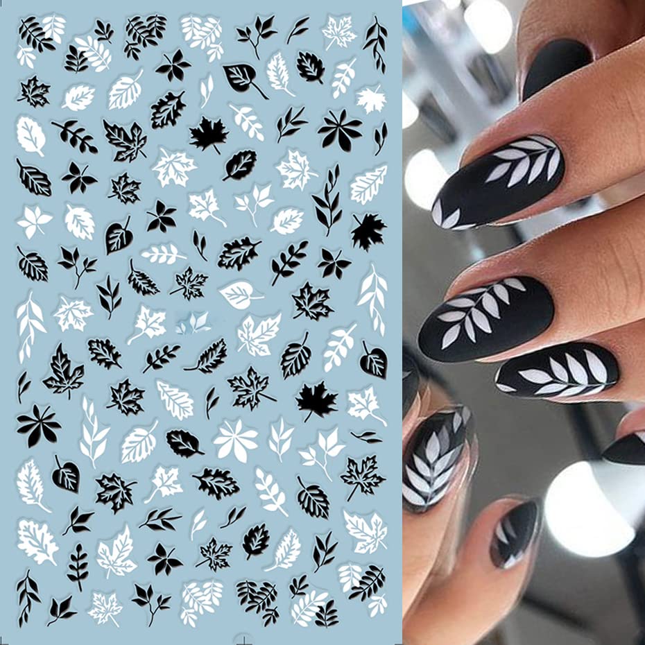 8 Sheets Fall Leaves Nail Art Stickers Gold Maple Leaf Self-Adhesive Nail Decals 3D Stickers Foil Autumn Maple Nail Designs Laser Shiny Manicure Tip Fall Nail Decorations for Thanksgiving Day Supplies-Velvo Beauty