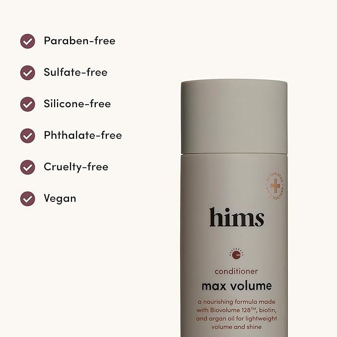hims Max Volume Conditioner, 2 Pack - Volumizing Conditioner for Men with Biotin - Adds Lightweight Volume, Shine & Bounce - Citrus Spice - 2 x 6.4 fl oz-Velvo Beauty
