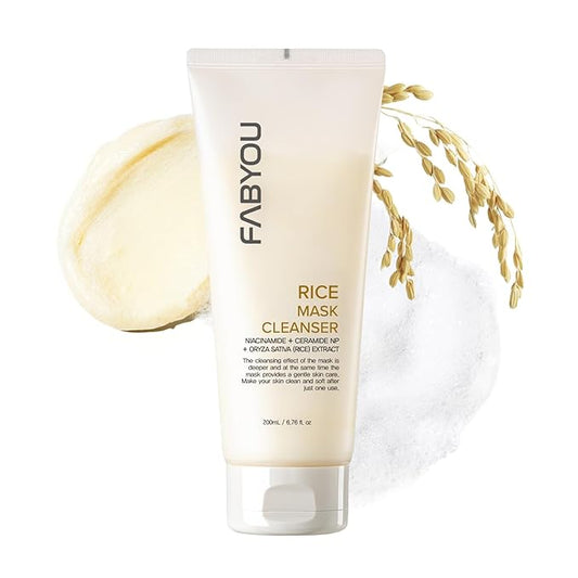 Rice Mask Cleanser 6.76 fl oz - Glow-Boosting & Hydrating Face Wash with Jeju Rice & Natto Gum, Gentle Exfoliating Daily Foam Cleanser, Deep Pore Cleansing, Non-Irritating- Korean Skin Care-Velvo Beauty