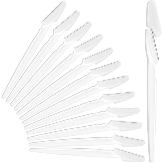 12 Pcs Eyebrow Razors, Face Razors Multipurpose, Exfoliating Dermaplaning Tools, Eyebrow Trimmers Shaver with Safety Cover, Facial Hair Removal for Women Men Body Use (White)-Velvo Beauty