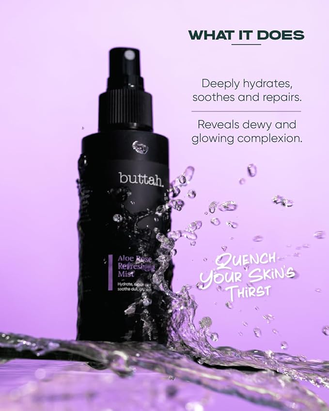 Buttah Skin by Dorion Renaud Aloe Rose Refreshing Mist 4oz - Hydrating Rose Water Face Spray - Refreshing Aloe Facial Mist - Naturally Based Skin Care for Men & Women - Black-Owned Skincare-Velvo Beauty