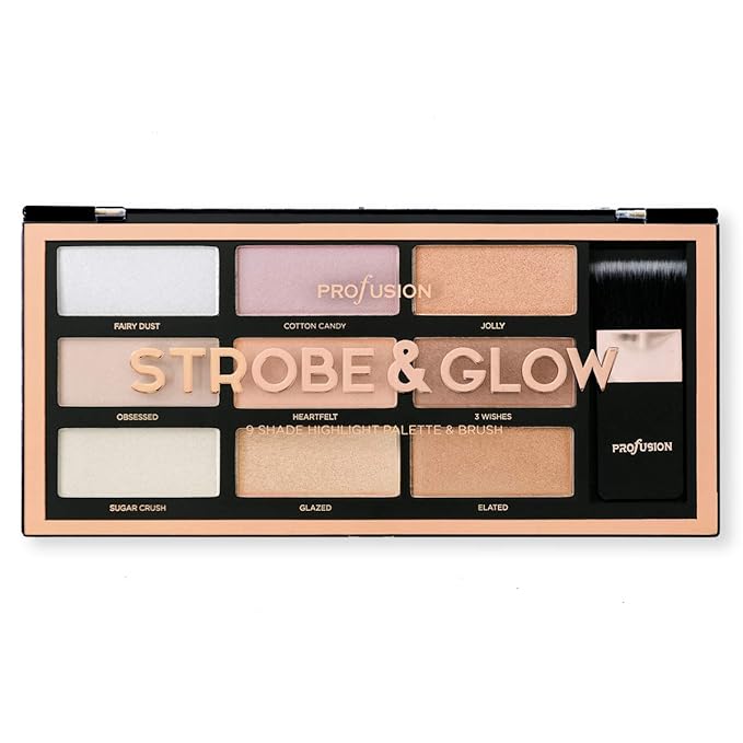 Profusion Cosmetics Professional Artistry Pro Strobe and Glow Highlight Palette Face Cheek Diamond Shimmer Glitter Highlighter Makeup Palette Powder iluminadores-Velvo Beauty